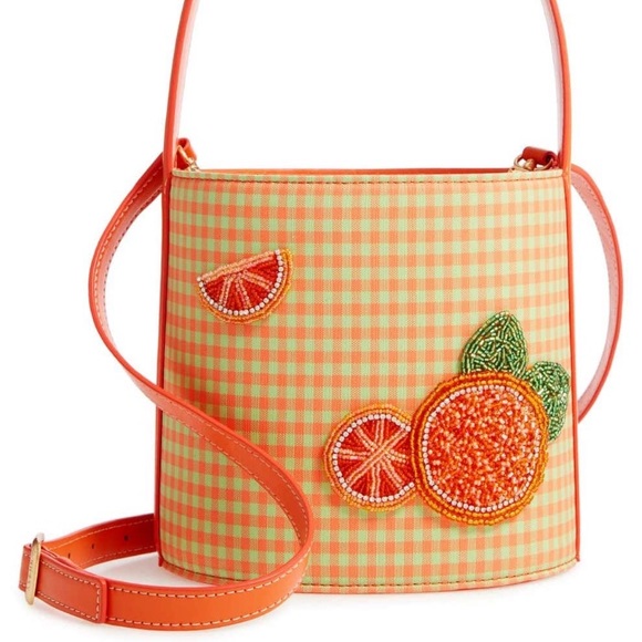 STAUD Handbags - STAUD BISSETT BUCKET BAG IN PISTACHIO/APRICOT